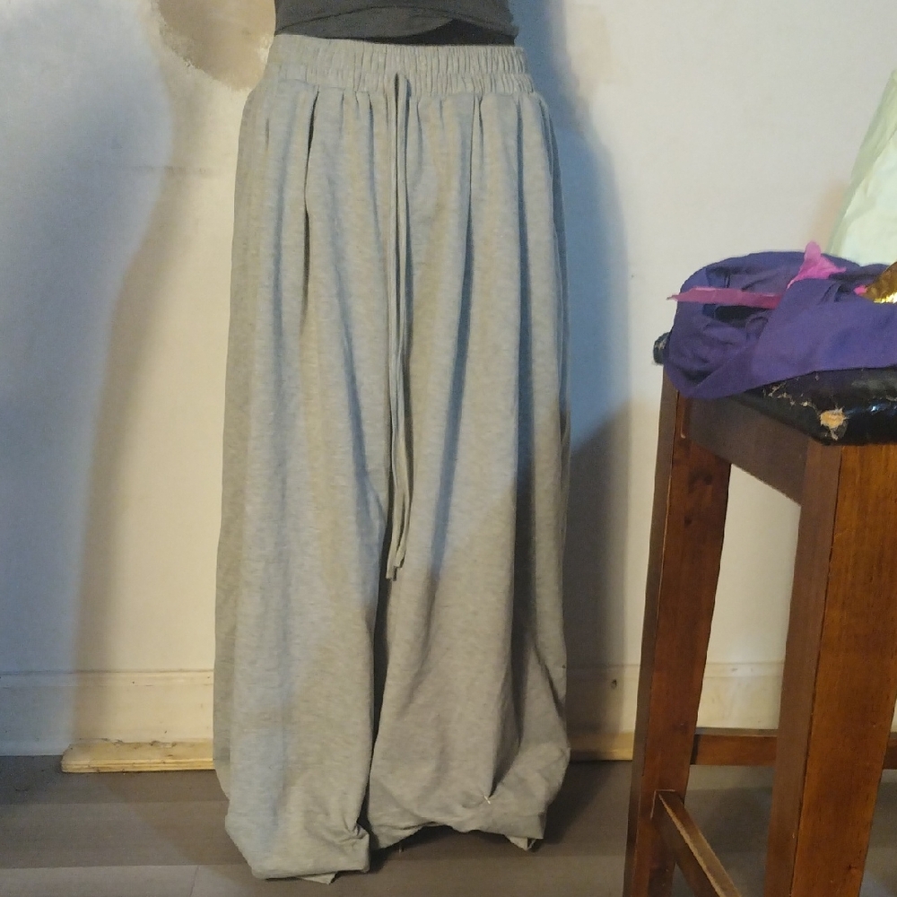 Gray Wide-Leg Palazzo Pants